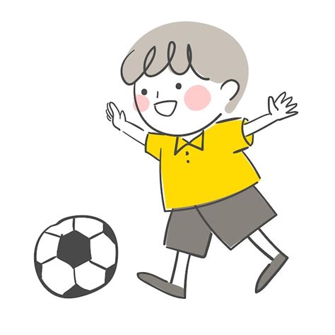 Una ilustración de una persona pateando una pelota de fútbol Vector