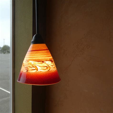 Handblown Red Glass Pendant Light With Swirls Mirador Glass