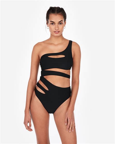 Express Slashed Cutout One Shoulder One Piece Swimsuit Jennifer