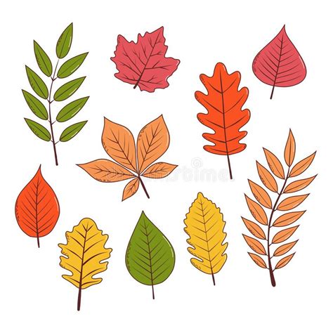 Autumn Leaves Vector Illustration In Hand Drawn Style Stock Vector Illustration Of Abstract