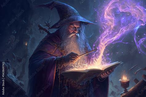 An Epic Fantasy Illustration Featuring A Powerful Wizard Casting A