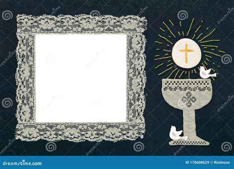 My First Holy Communion Photo Frame Invitations Stock Illustration