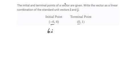 SOLVED: The initial and terminal points of a vector are given. Write the vector as a linear ...