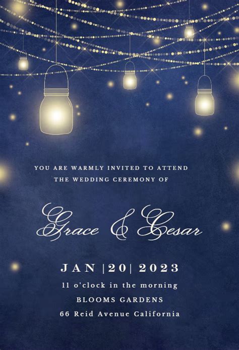 Strings Of Lights Wedding Invitation Template Greetings Island