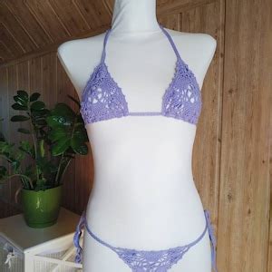 Sexy Bikini See Through Crochet Bikini Set Thong Crocheted Swimsuit