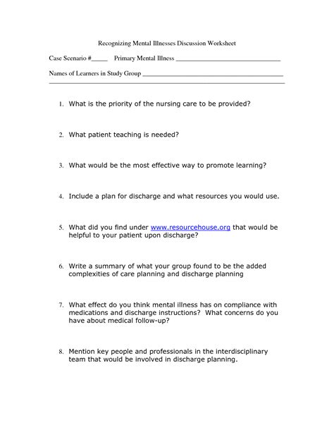 Mental Health Symptom Management Worksheets