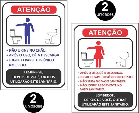 4 Placas Sinalização Regras Banheiro Wc Feminino E Masculino MercadoLivre