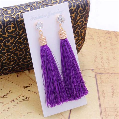 Buy Bohemian Tassel Earring Silk Fabric Long Drop Dangle Earrings For