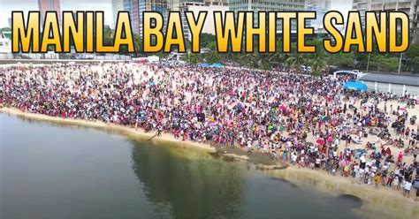 Actual Aerial Footage of Crowded Manila Bay White Sand