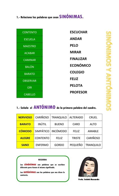 Sin Nimos Y Ant Nimos Online Worksheet For Ro To De Primaria