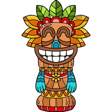 Premium Vector This Cartoon Clipart Shows A Tiki Totem Pole Illustration