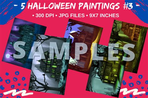 5 Halloween Haunted House Paintings 3 Graphic By Tomboy Designs