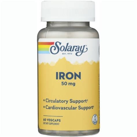 Solaray Iron 50 Mg 60 Veg Caps 50 Mg 60 Veg Caps Jay C Food Stores