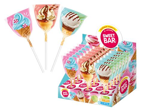 Конфитрейд SWEET BAR Карамель на палочке фигурная Мороженое, 20 шт по ...