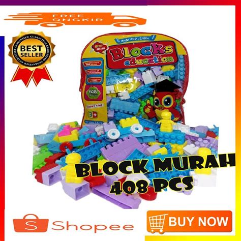 Jual MAINAN BALOK BLOCK ISI 408PCS EDUKASI BUILDING BRICK BALOK SUSUN