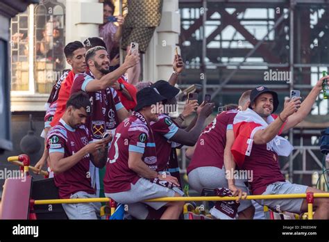 Players At West Ham Utd Football Team S Open Top Bus Victory Parade To