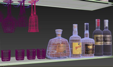 D Model Bottles Bar With Wine And Signs Vr Ar Low Poly Cgtrader