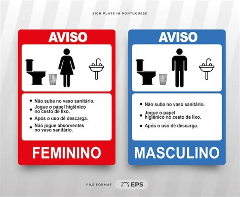 Letrero Imprimible Para Ba Os De Hombres Y Mujeres En Portugu S De