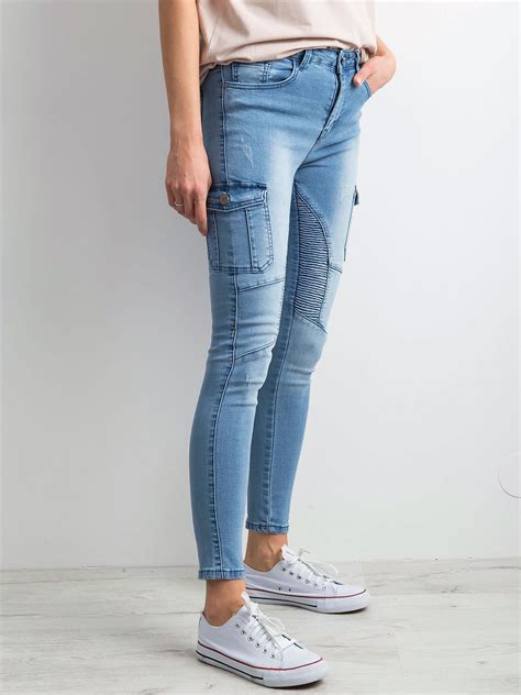 Niebieskie Jeansy Z Kieszeniami Spodnie Jeansowe Sklep EButik Pl