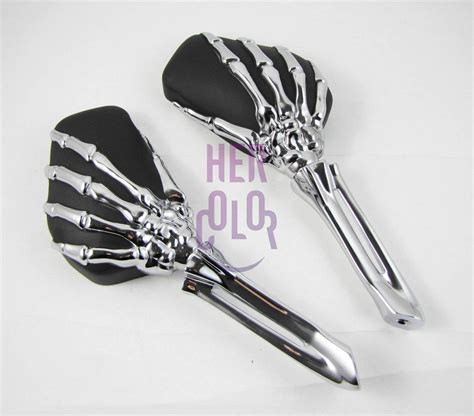 Chrome Skull Skeleton Mirrors Rearview For Harley Sportster Dyna