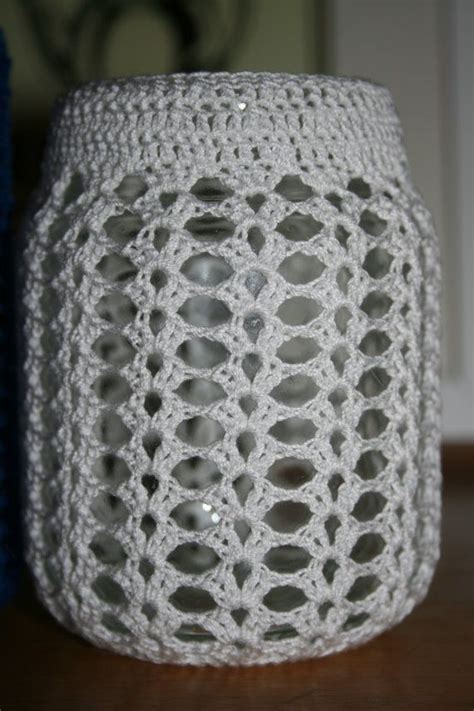 Crocheted Jar Cover Pattern Etsy Crochet Jar Covers Crochet Candle Crochet Home