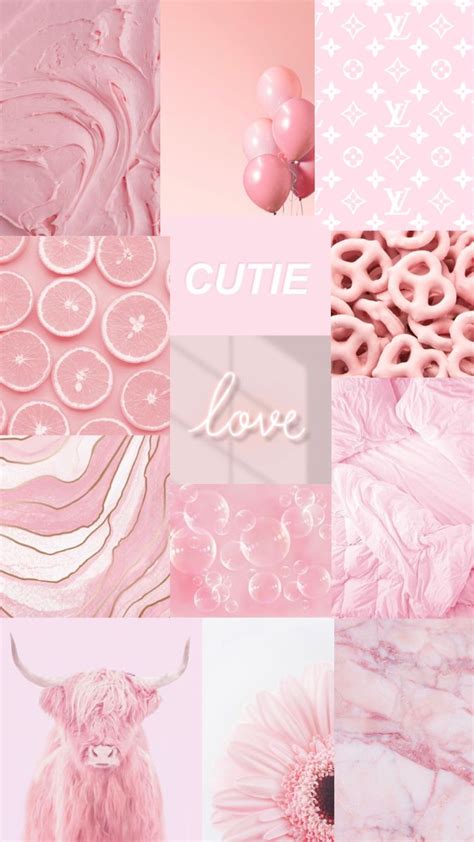 Pastel Pink Aesthetic Wallpaper | Pink Glitter and Cute Love Collage