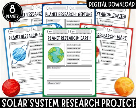 Solar System Planets Research Project Printable Templates, Planets Fact