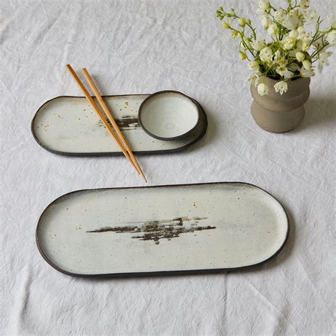 Black And White Ceramic Trays Oval Platters Japanese Sushi Dinner Artofit