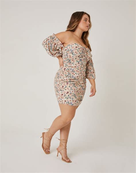 Plus Size Floral Off The Shoulder Dress 2020ave