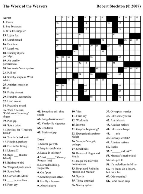 Crossword Puzzles To Print With Answers Online Crossword Puz