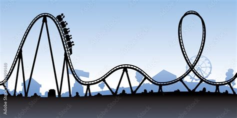 A Silhouette Of A Cartoon Roller Coaster About To Go Down A Large Hill