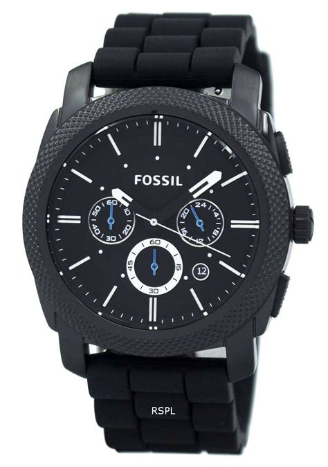 Fossil Machine Chronograph Pulsera De Silicona Negra Fs Reloj De