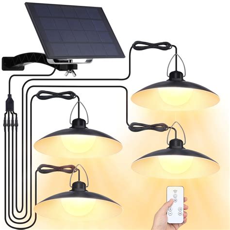 Dongpai Solar Pendant Lights Remote Control Led Solar Shed Lights Dimmable Ip65 Waterproof Wall