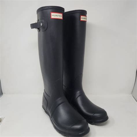 Hunter Shoes Hunter Rain Boots Womens 8 Black Original Tall Refined