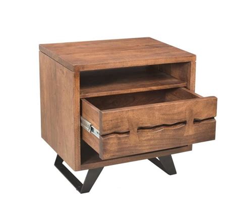 Live Edge Open Nightstand Solid Acacia Wood Reside Furnishings