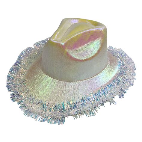 Women Sparkly Glitter Cowboy Hat Cowgirl Halloween Wide Brim Western