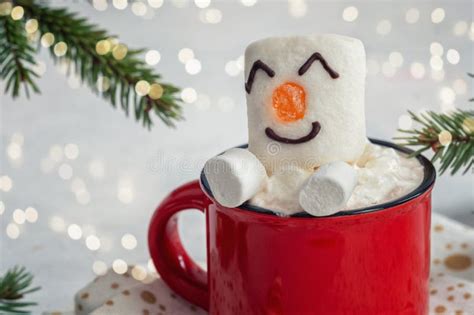 Hot Chocolate With Melted Snowman Stock Image Image Of Chocolate Food