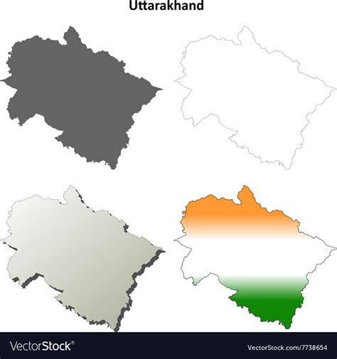 Uttarakhand blank detailed outline map set Vector Image