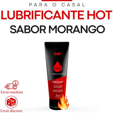 Lubrificante Intimo Sexual Feminino Masculino Efeito Quente Beijável Hot Sabor Morango 50ml Intt