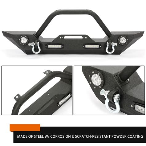 Rock Crawler Front Rear Bumper Winch Plate Led D Ring For 07 18 Jeep Wrangler Jk Ebay