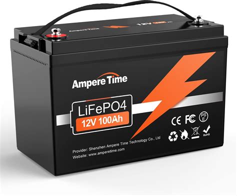 Jp Ampere Time 12v 100ah Lifepo4 リン酸鉄リチウムイオンバッテリー Bms付き、4000回以上ディープサイクル、ソーラーシステム、非常用