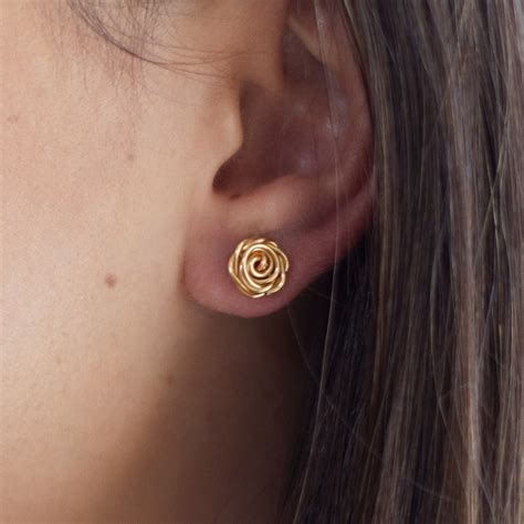 Rose Stud Earrings Gold Plated Or Filled Beckys Boutique