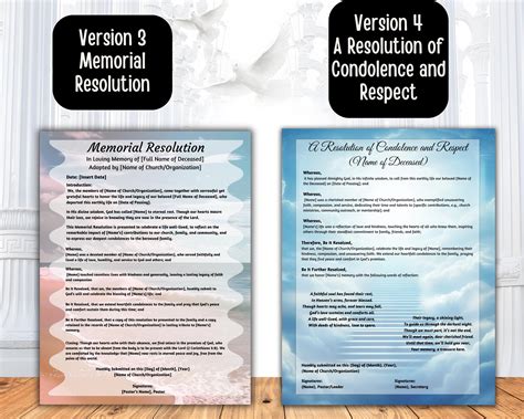 5 Funeral Resolution Letters an Editable BUNDLE for a Funeral Service