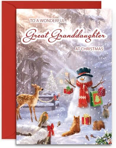 Great Granddaughter Christmas Card Forest Friends Medium Sized Card