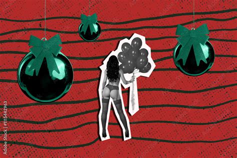 Composite Photo Collage Of Anonym Sexy Girl Wear Pantyhose Naked Ass Panties Hold Air Balloon