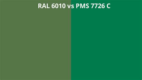 Ral 6010 Vs Pms 7726 C Ral Colour Chart Uk