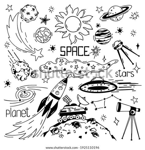 Space Vector Set Doodle Elements On Stock Vector Royalty Free