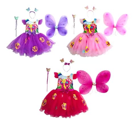 Vestido Disfraz Para Niña Bebé Mariposa Alas Varita Diadema Animal