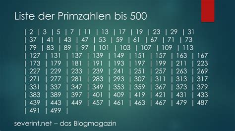 Liste Der Primzahlen Bis 500