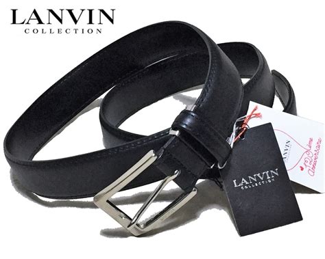 【未使用】未使用 Lanvin Colection ランバン コレクション 牛革 レザー ベルト メンズ シルバー 黒 ブラック 日本製